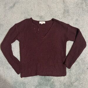 No Comment NY-LA Purple V-Neck Knit Sweater